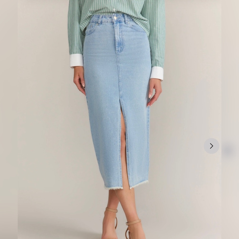 90s Denim Skirt Women’s Medium Blue Y2K Split Clean Girl NWT Mustard Seed